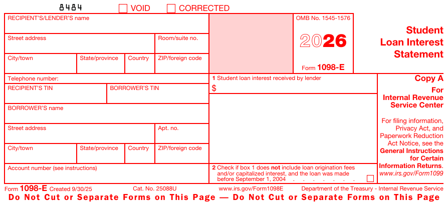 Form 1098-E Copy A