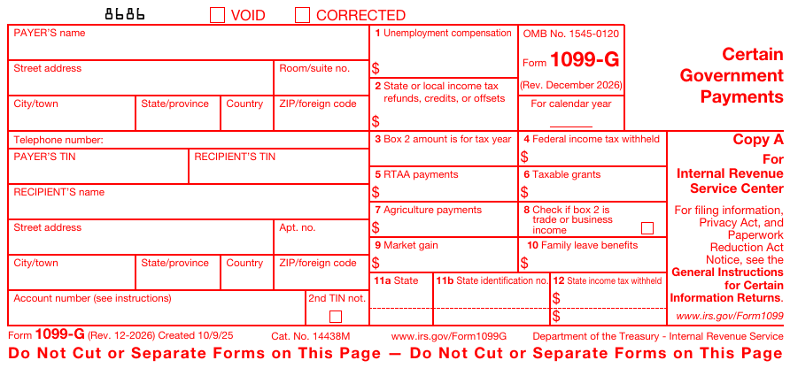 Form 1099-G Copy A