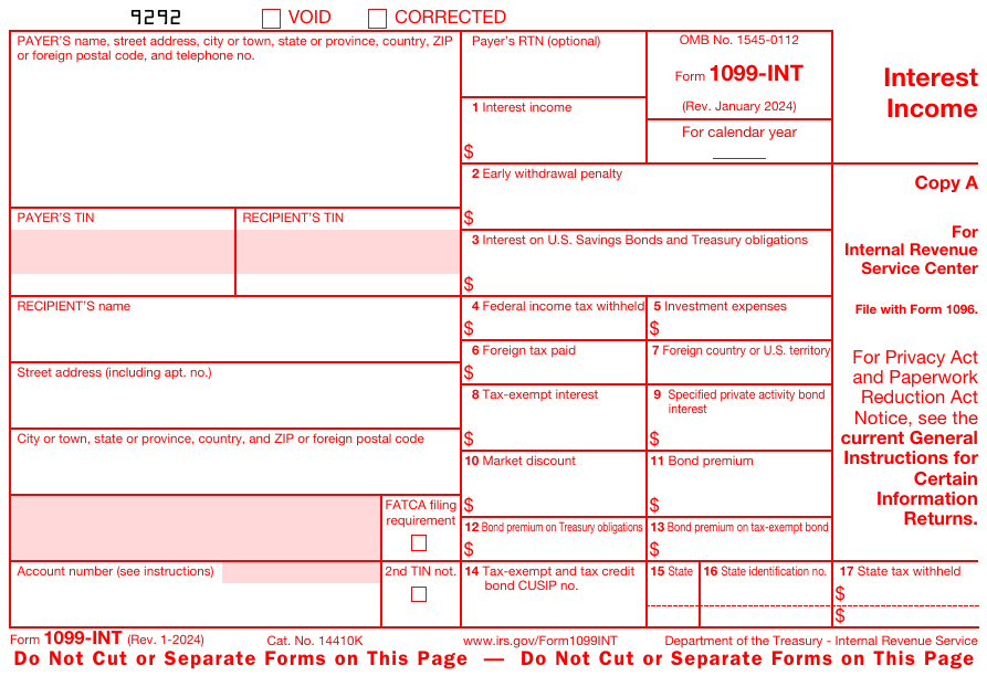 Form 1099-INT Copy A