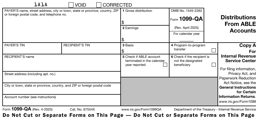 Form 1099-QA Copy A