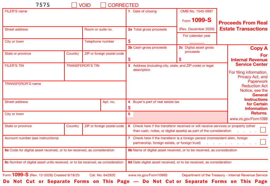 Form 1099-S Copy A
