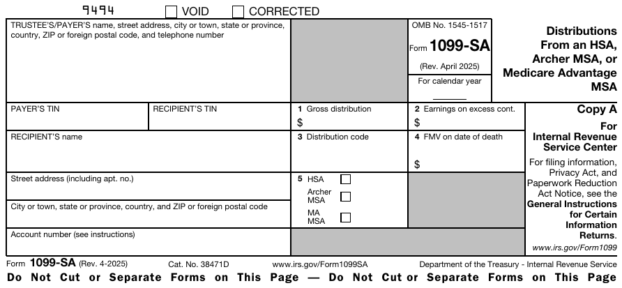Form 1099-SA Copy A
