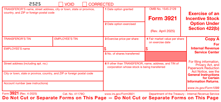Form 3921 Copy A