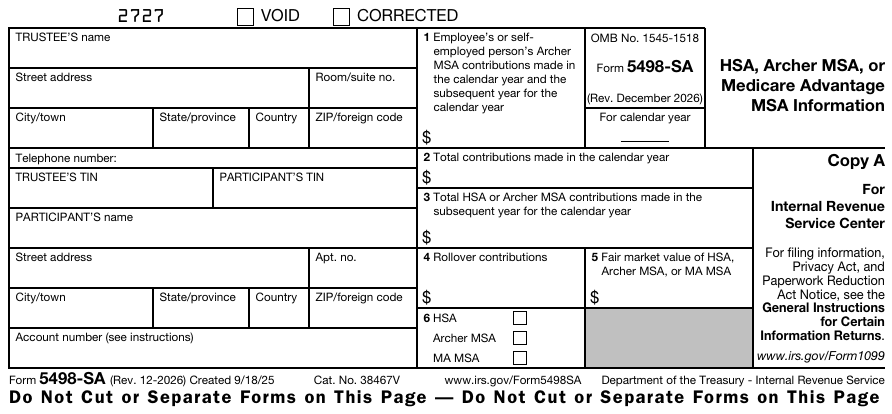 Form 5498-SA Copy A