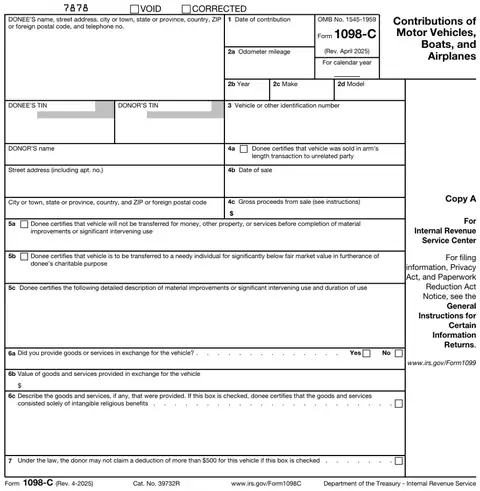 Form 1098-C Copy A