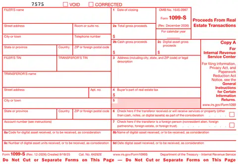 Form 1099-S Copy A