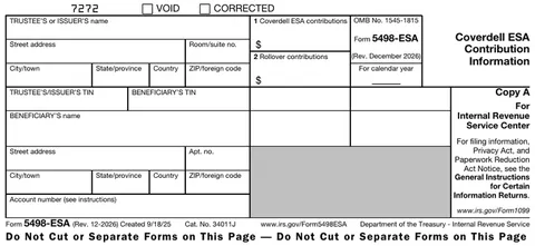 Form 5498-ESA Copy A