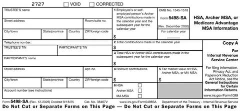 Form 5498-SA Copy A