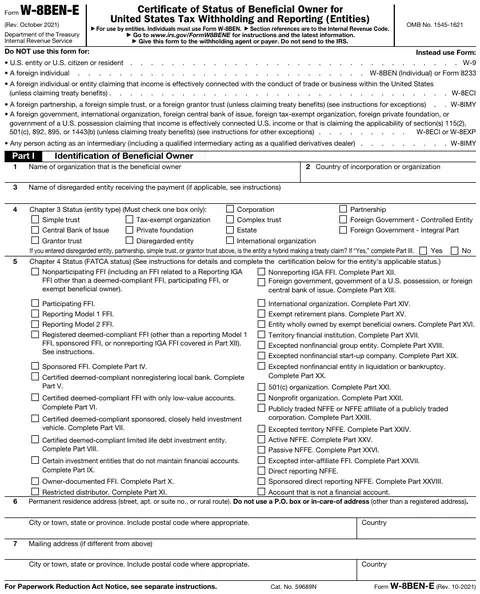Form W-8BEN-E