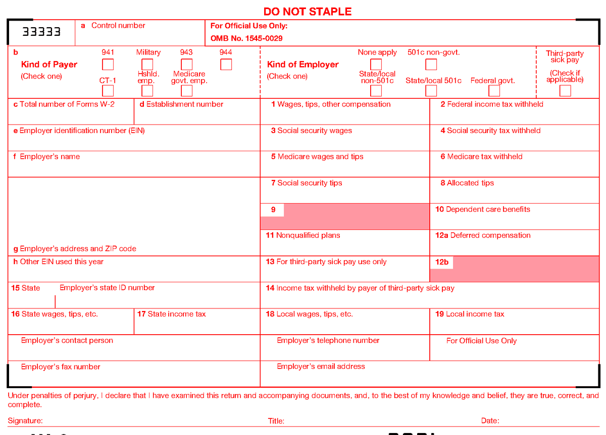 Form W-3, page 2, as posted by the IRS