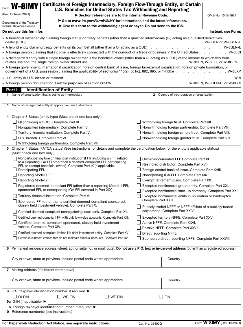 Form W-8IMY page 1