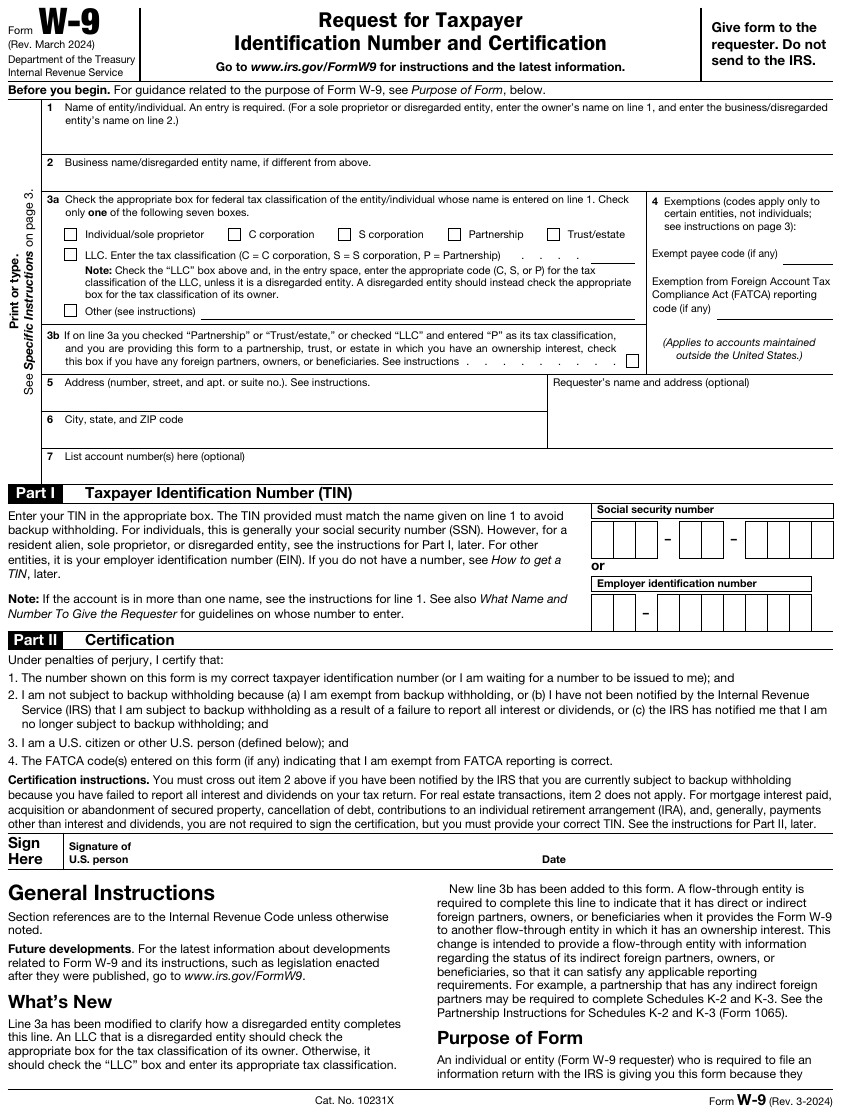 Form W-9 page 1