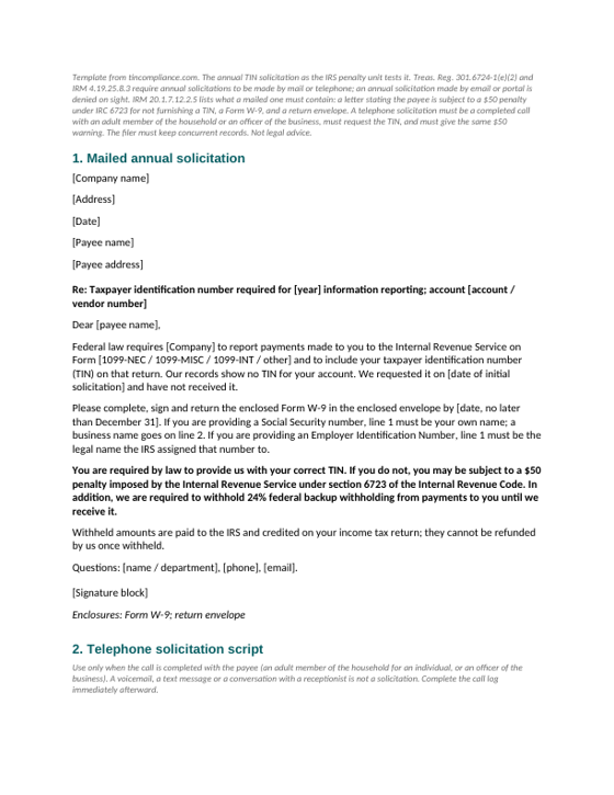 First page of the Annual solicitation letter, phone script and call log template